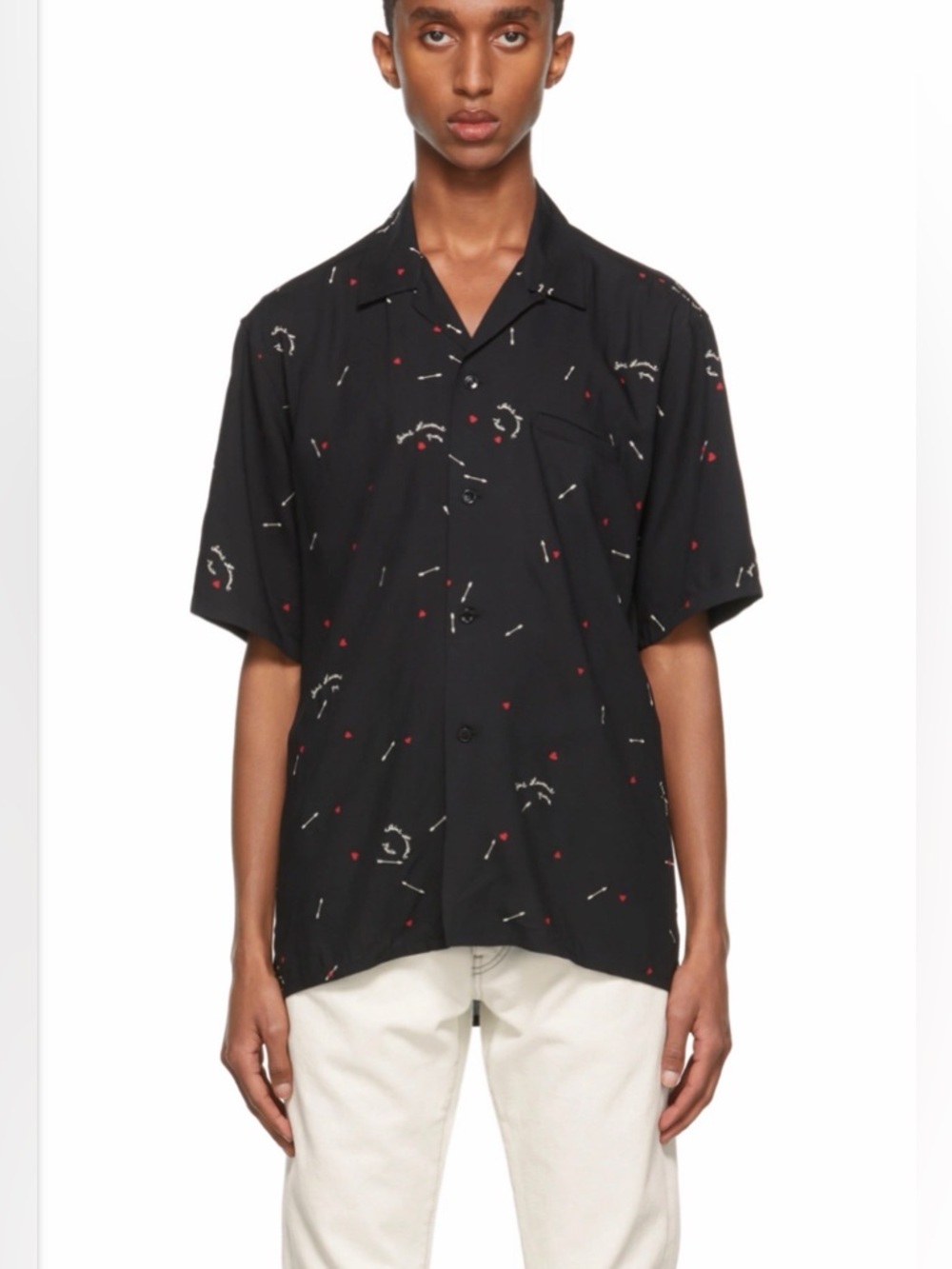Saint Laurent Paris Cupid Print Casual Button Down Shirt Size 42 (US Large)